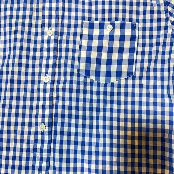 ⭐️BEN SHERMAN Blue Gingham Union Fit Long Sleeved Button Down Shirt - Picture 3 of 5
